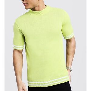 TURTLE NECK STRIPE DETAIL KNITTED TEE🐍